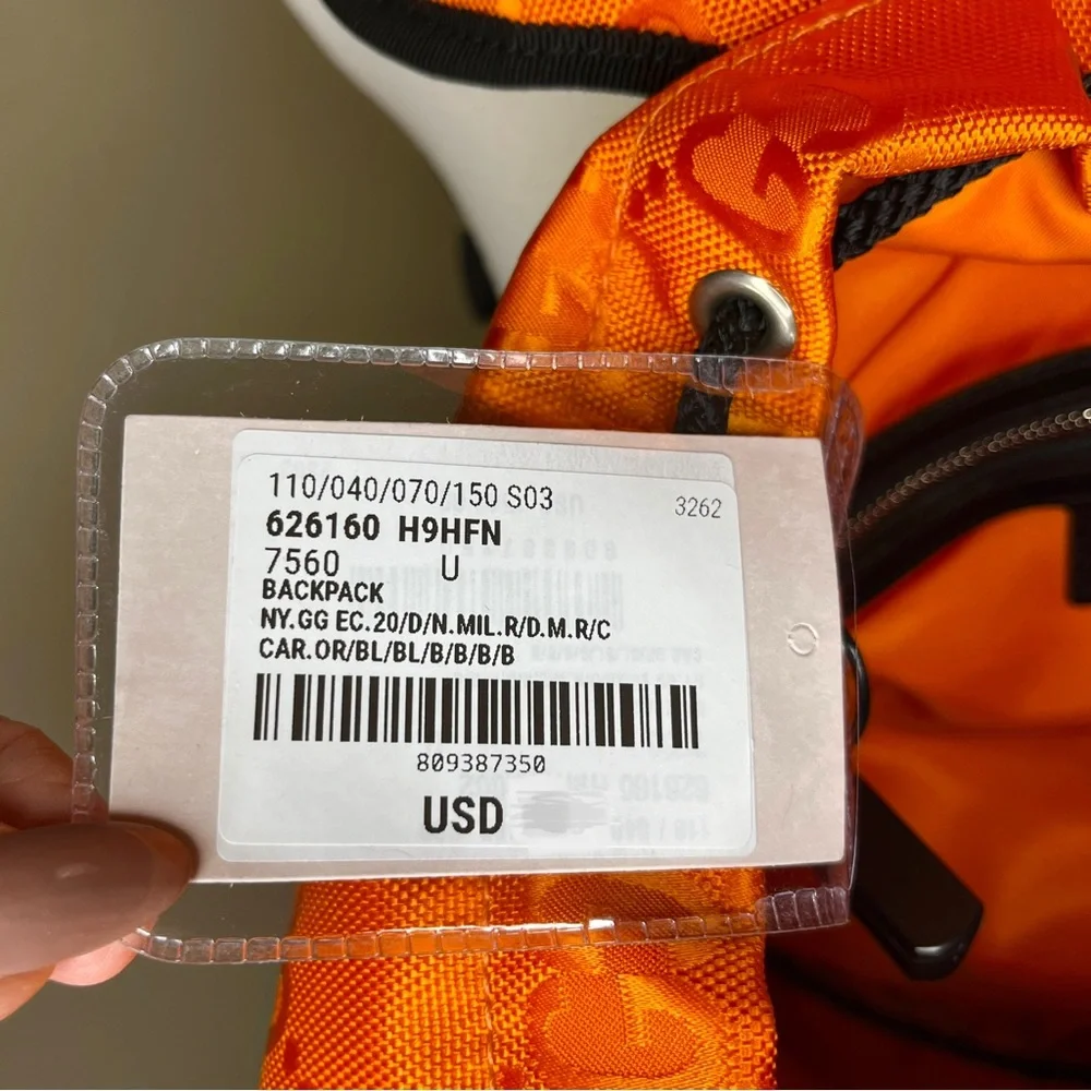 GUCCI Off The Grid Backpack Econyl Orange GG Logo Sustainable Rucksack Luxurious - Picture 15 of 16